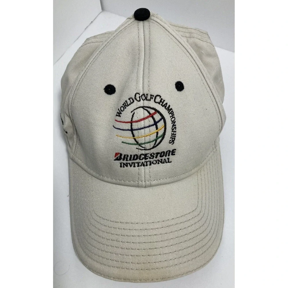 Bridgestone Invitational Golf Hat Cap Adult Off White Firestone CC STAINs‎